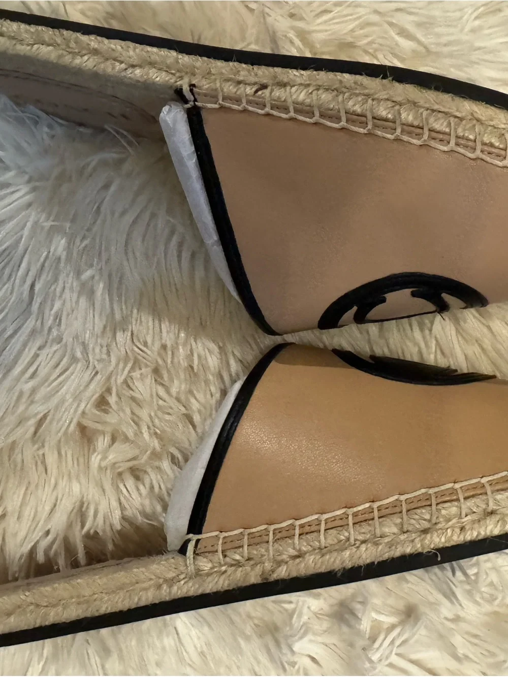 Coach Women’s Beige Espadrille Slide with Black Logo